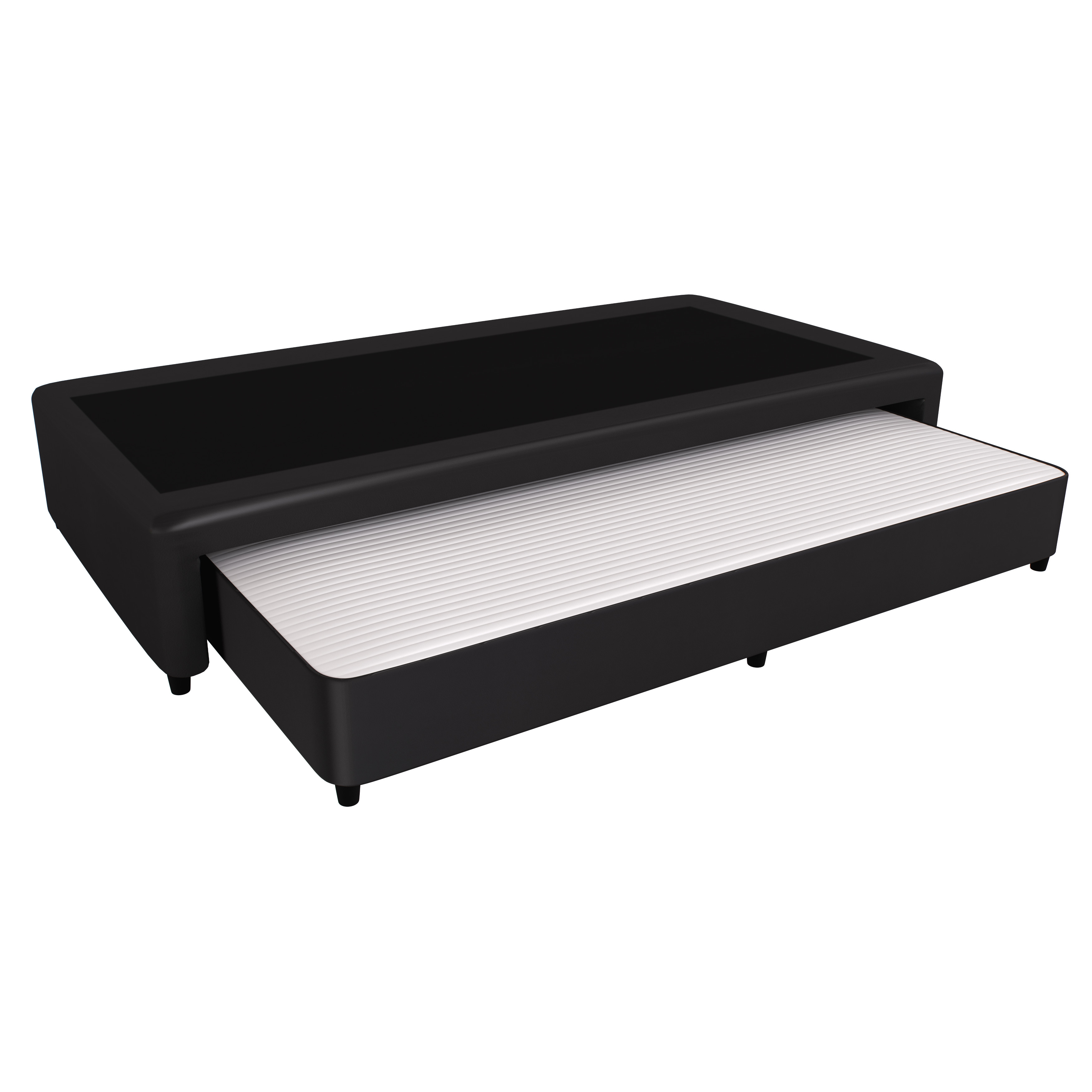 Bicama de Resortes 1 1/2 Plazas 90x190 Urania Ecocuero Negro Mussa