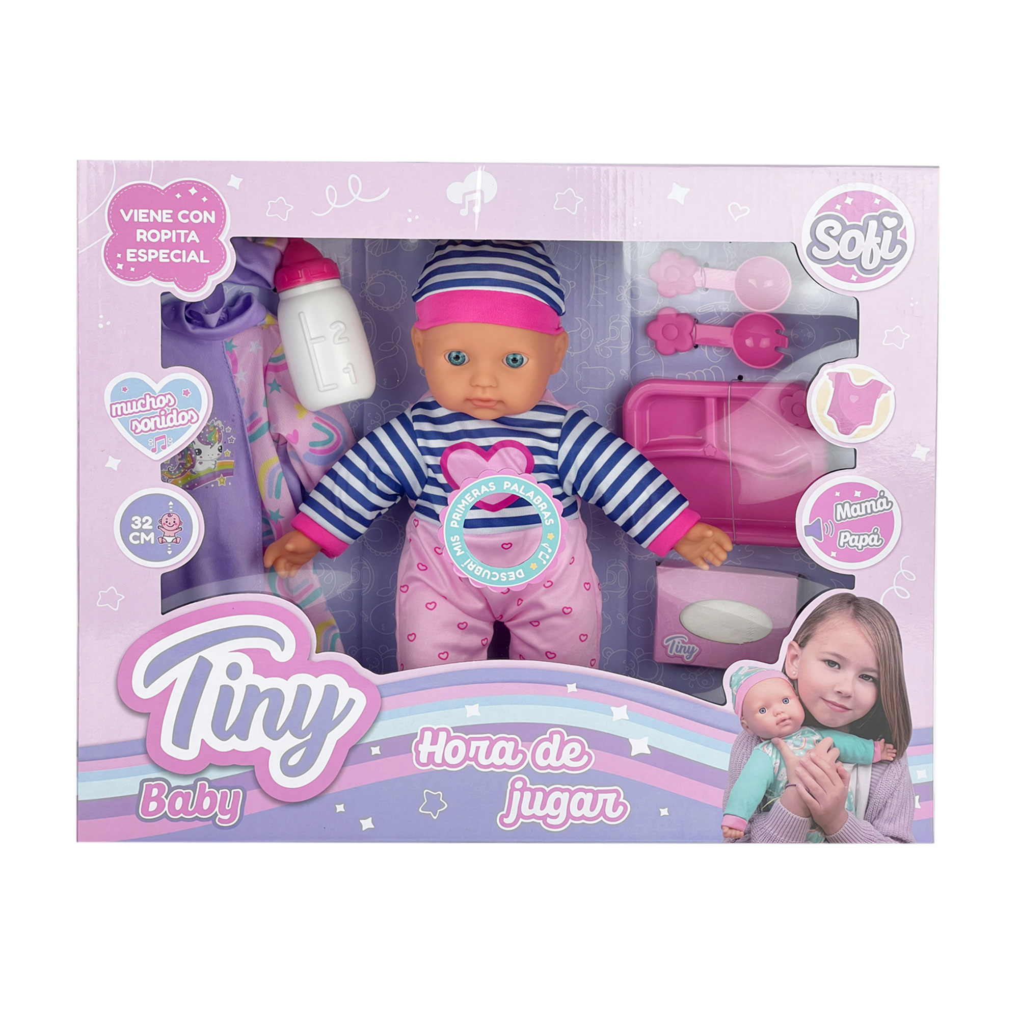 Bebote Tiny Con Ropa Extra 6 Accesorios Y Sonidos
