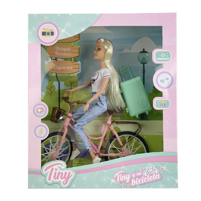 Muñeca Tiny Y Su Bicicleta Viajera 33,5x28x7,5 cm