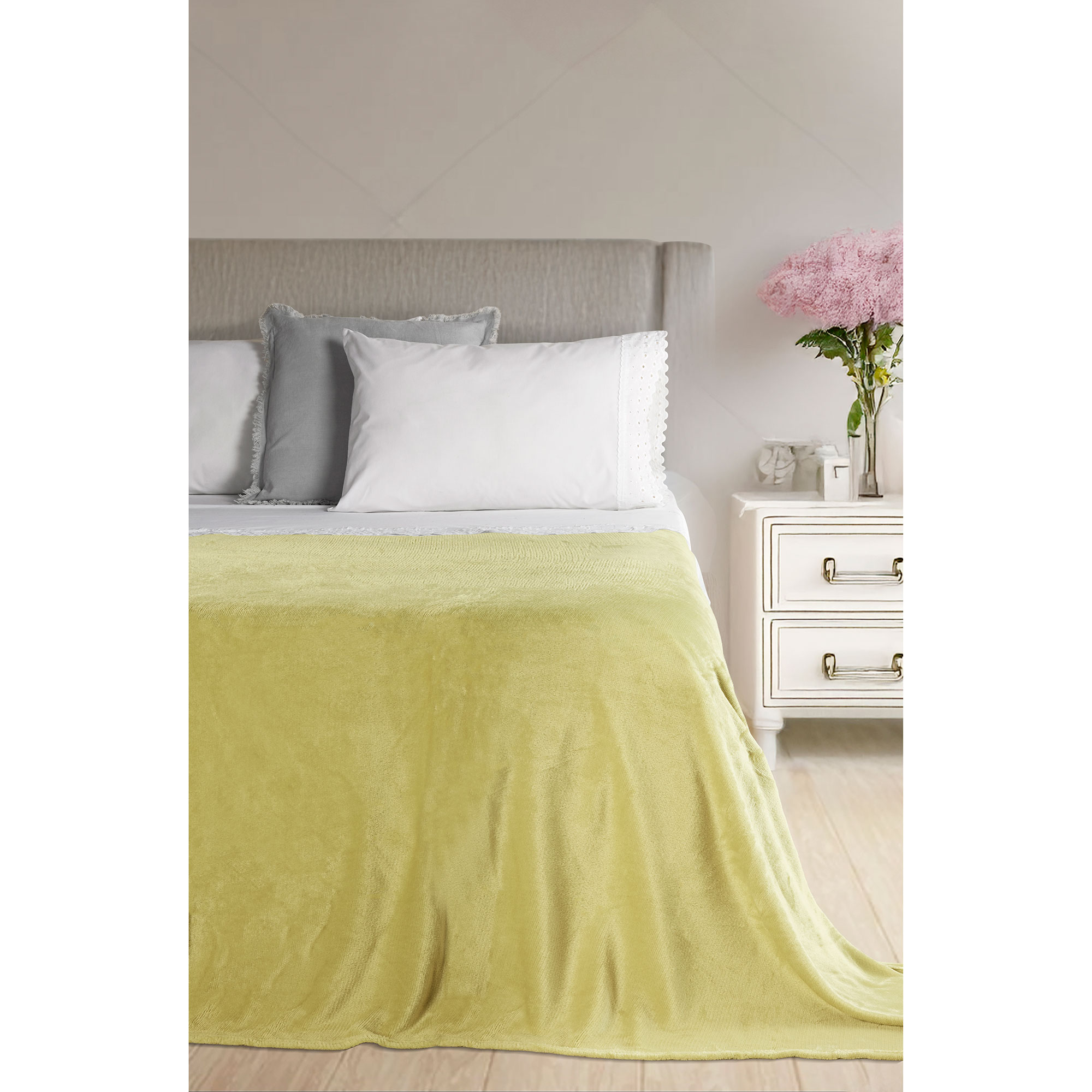 Frazada Flannel Liso 1 1/2 Plazas 160x220 Pistacho