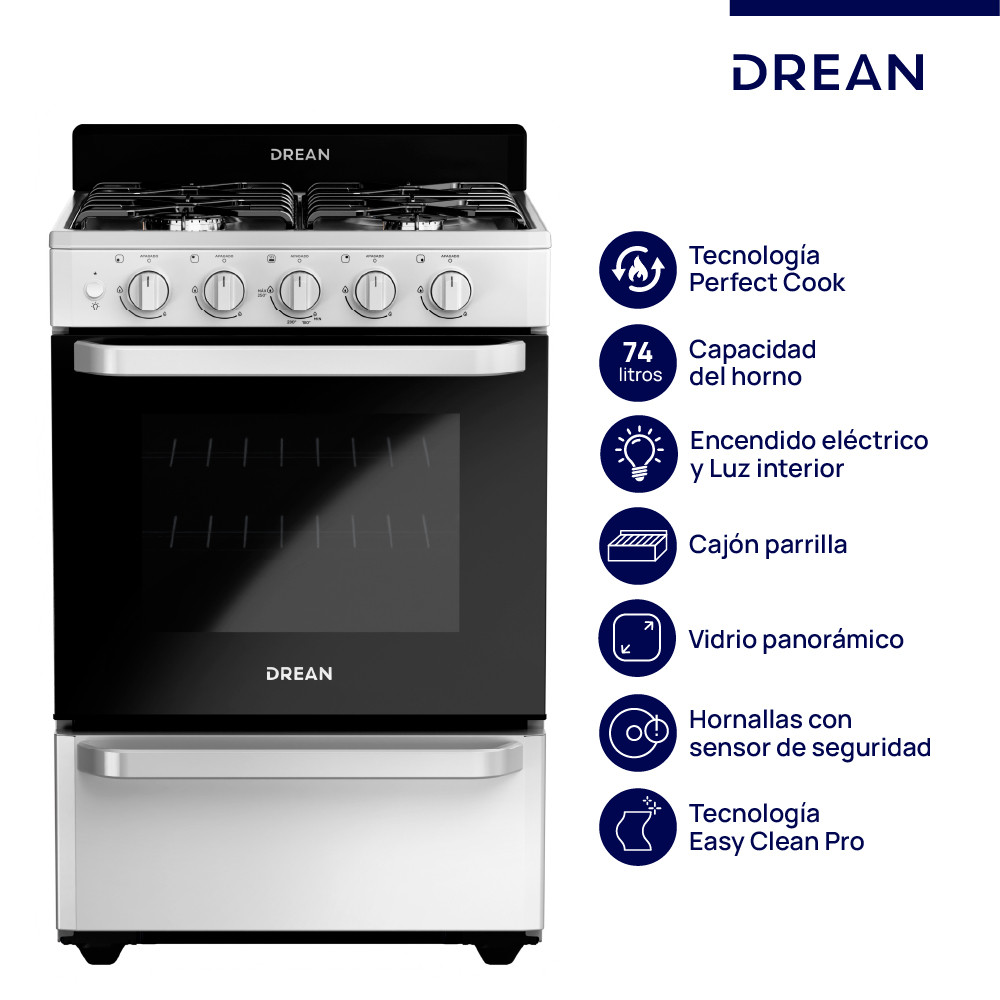 Cocina Drean Multigas 56 cm CD5603AB0 Blanca