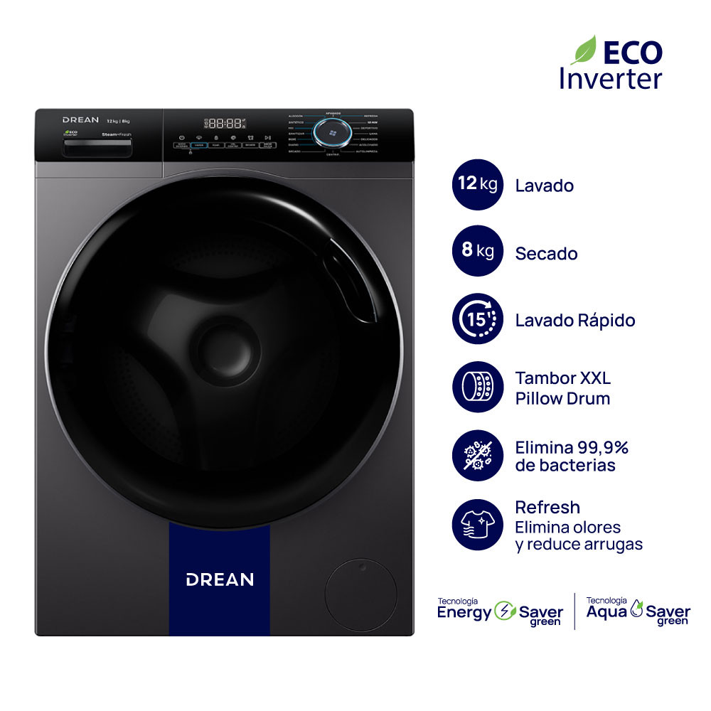 Lavasecarropas Inverter Drean Carga Frontal 12/8 Kg LSCDR1208SG0