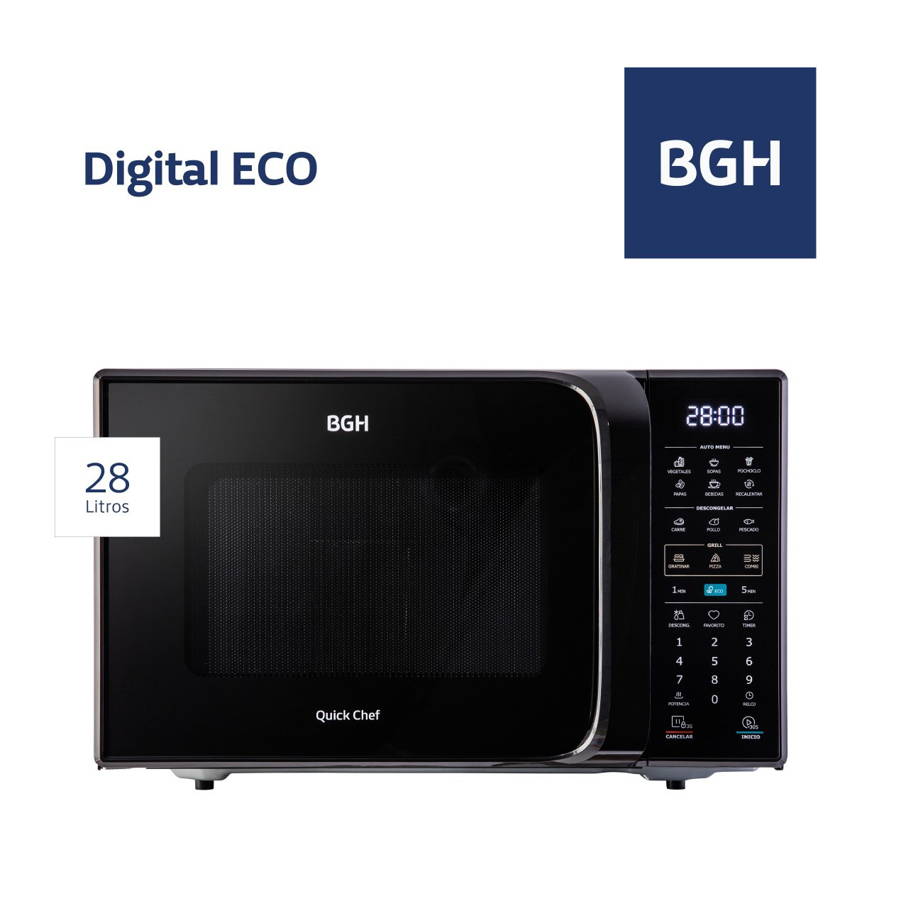 Microondas BGH Digital 28 Lts 900W B228DN20I