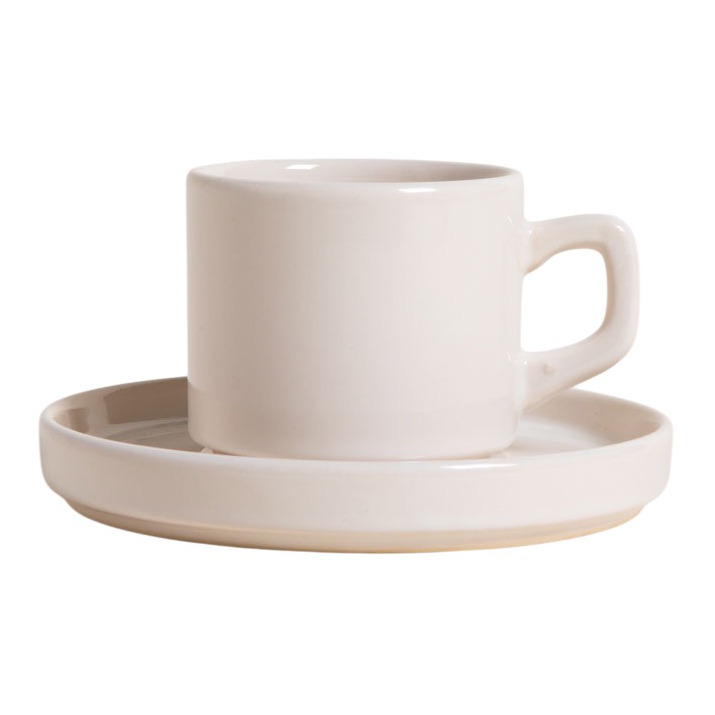 Juego de Taza y Plato Net Crema 185 Ml