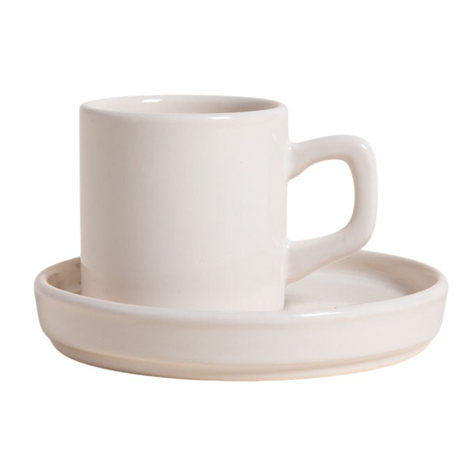 Juego de Taza y Plato Net Crema 110 Ml