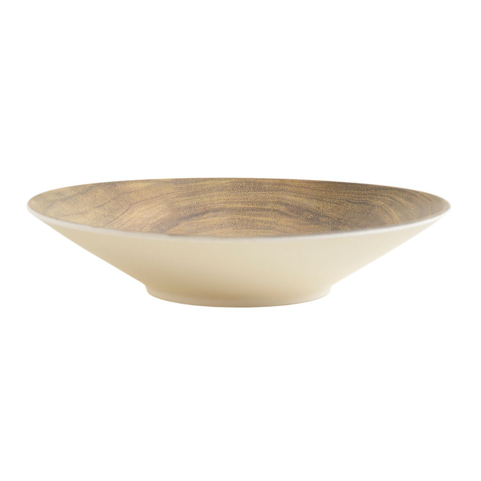 Bowl De Fibra De Bamboo Conico Sumatra Simil Madera Y Beige 28x6 cm