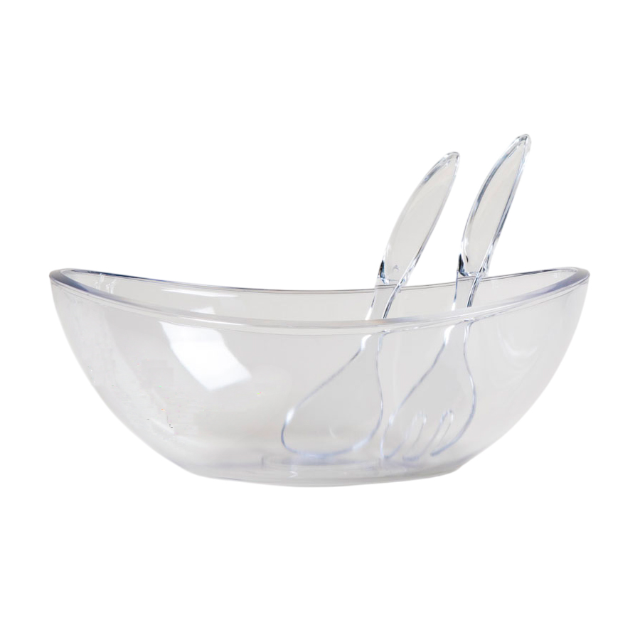 Ensaladera Con Cubiertos De Acrílico Square Transparente 3350 Ml