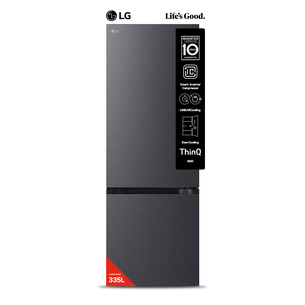Heladera No Frost LG Smart Inverter 335 Lts VB33BPM Negro