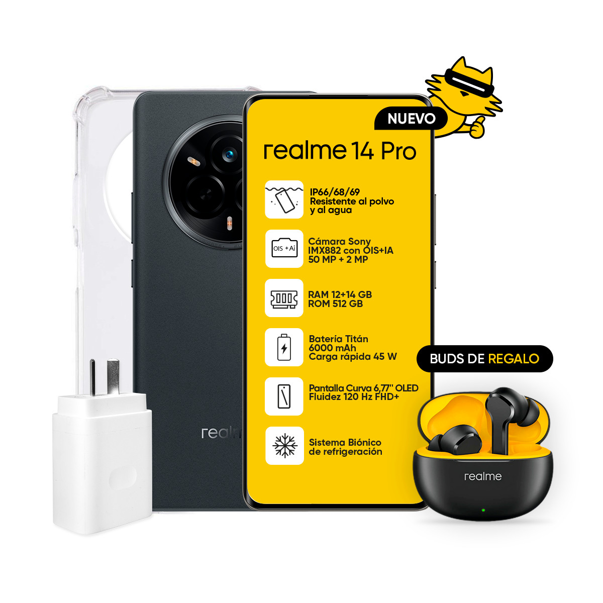 Celular Realme 14 Pro 512GB Gris + Auriculares