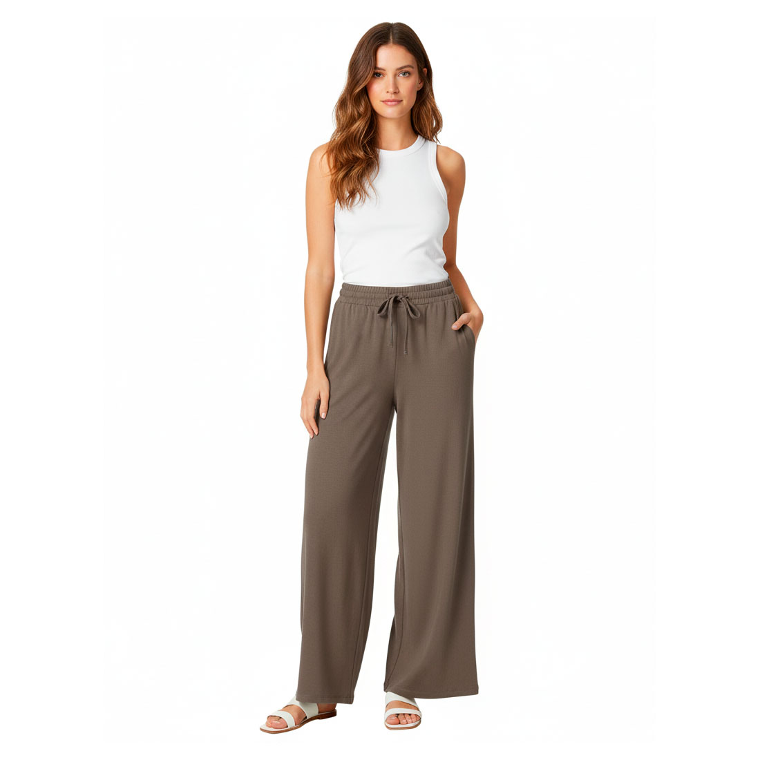Pantalón Mujer Urban Ancho Gris Visón Talle 42