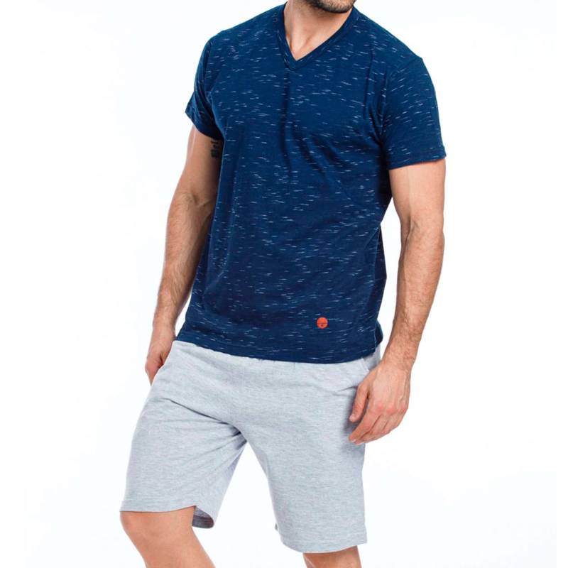 Pijama Hombre Eyelit Manga Corta Azul Marino Talle S en cuotas sin