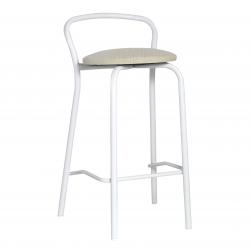 Banqueta Alta con Respaldo Dielfe Chenille  y Metal Blanca x2 Unidades