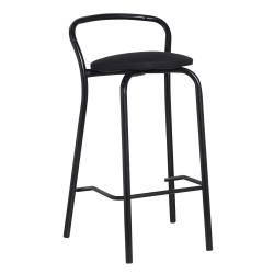 Banqueta Alta con Respaldo Dielfe Chenille y Metal Negra x 2 Unidades