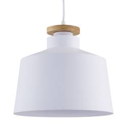 Lámpara Colgante Lett Metal y Madera Blanca 30 cm