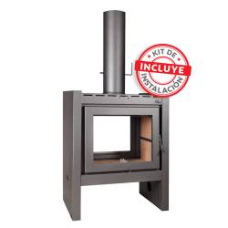 Estufa a Leña Ñuke Lapacho 85DF Con Kit 8" 21000K