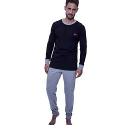 Pijama Hombre Eyelit Estampado Negro Talle M