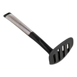 Cuchara Acanalada De Nylon Negro Y Mango De Acero 31 Cm