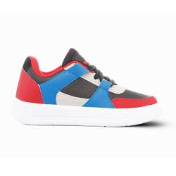 Zapatilla Seta Infantil Roja y Celeste Talle 30