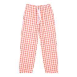 Pantalón Mujer Nordico Ancho a Cuadros Naranja Talle 42