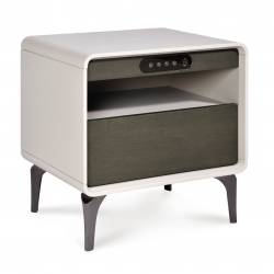 Mesa De Luz Inteligente 2 Cajones Gris Roble