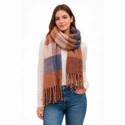Bufanda Mujer Combinada Izzy Naranja y Bordo 211x50 cm